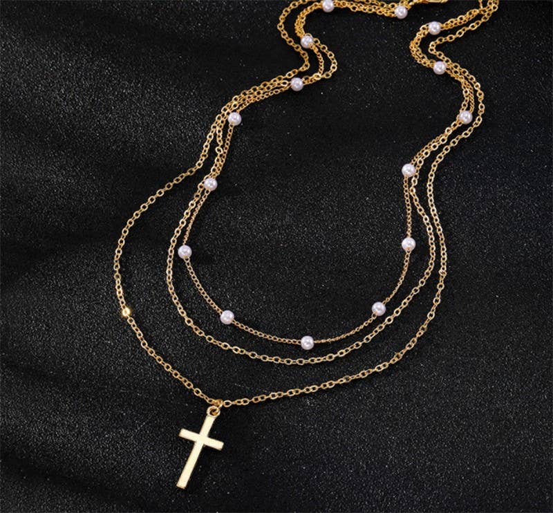 18K STAINLESS STEEL TARNISH FREE CROSS NECKLACE