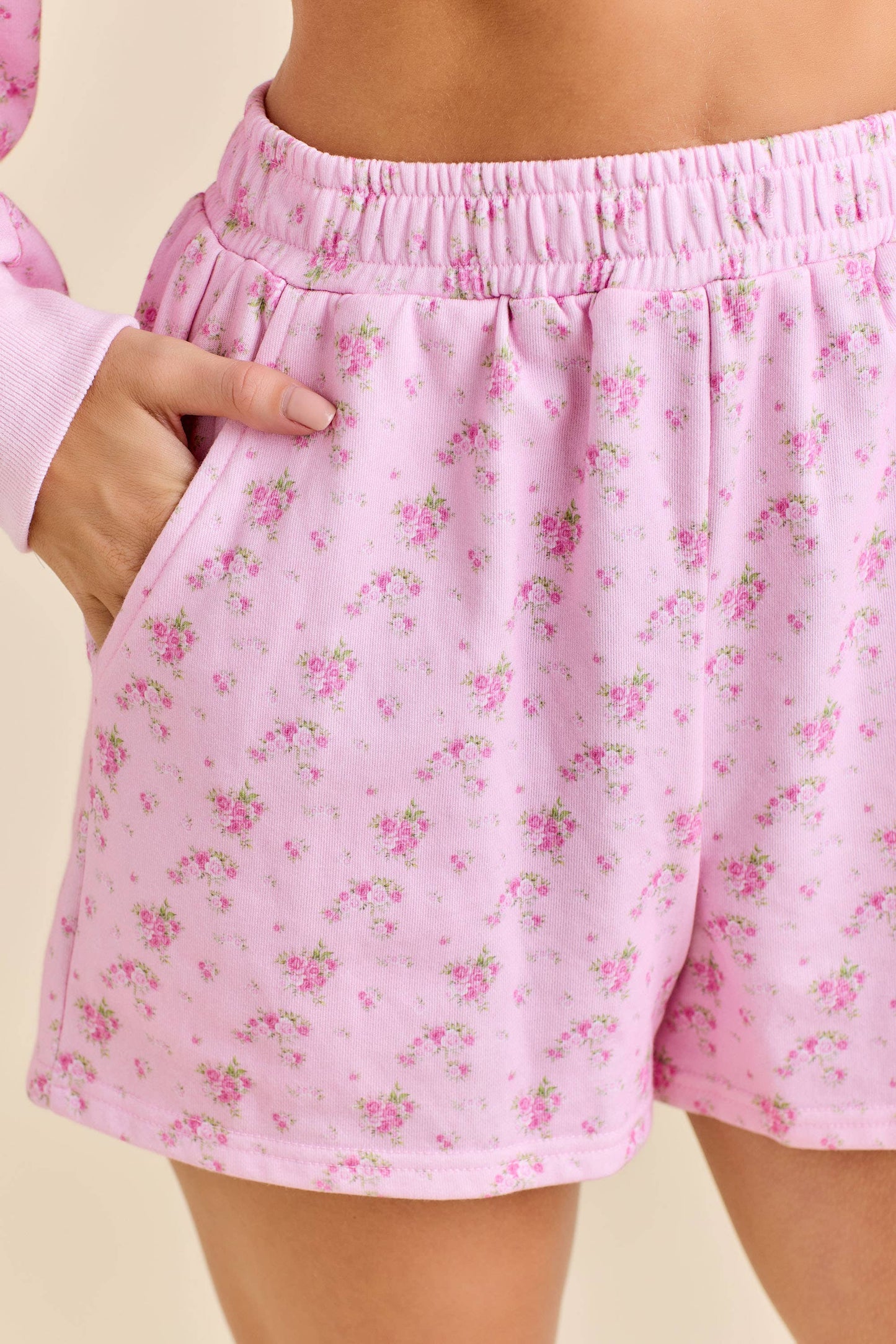 Floral Printed Hoodie And Short Set