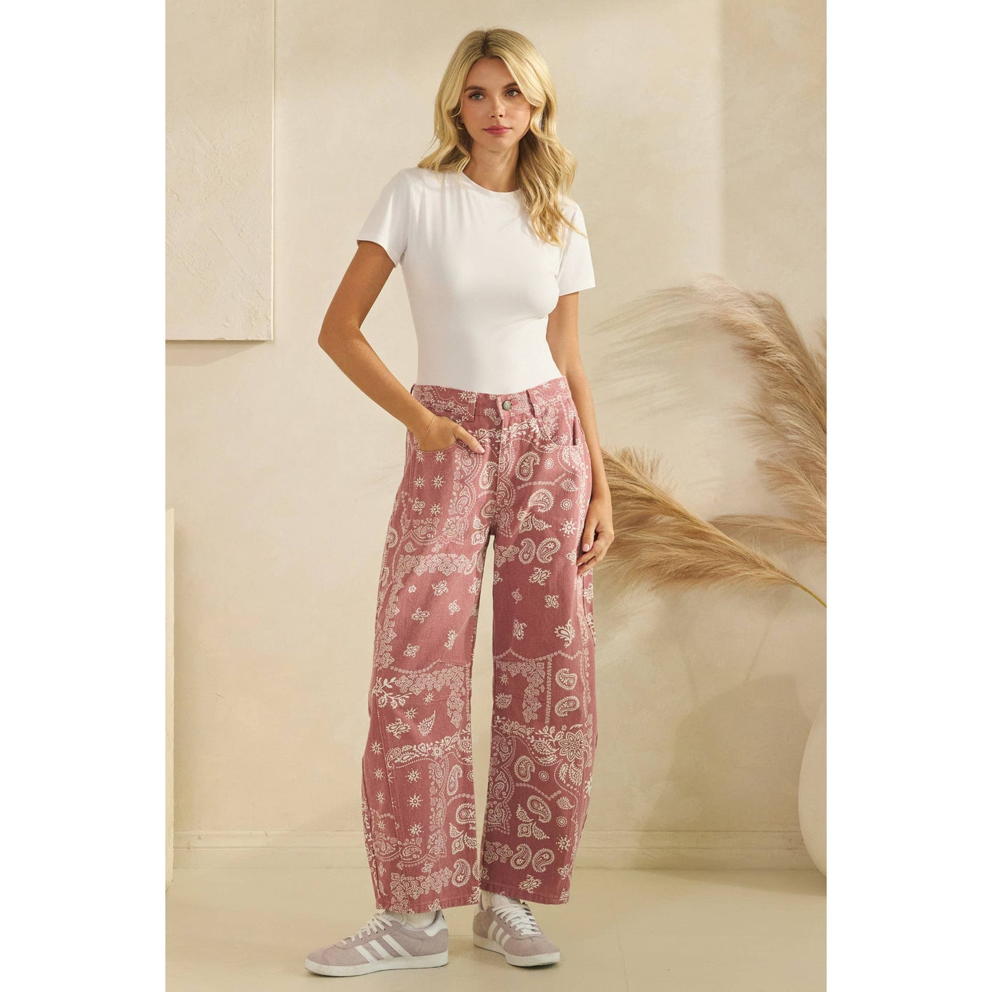 Paisley Printed Denim Pants