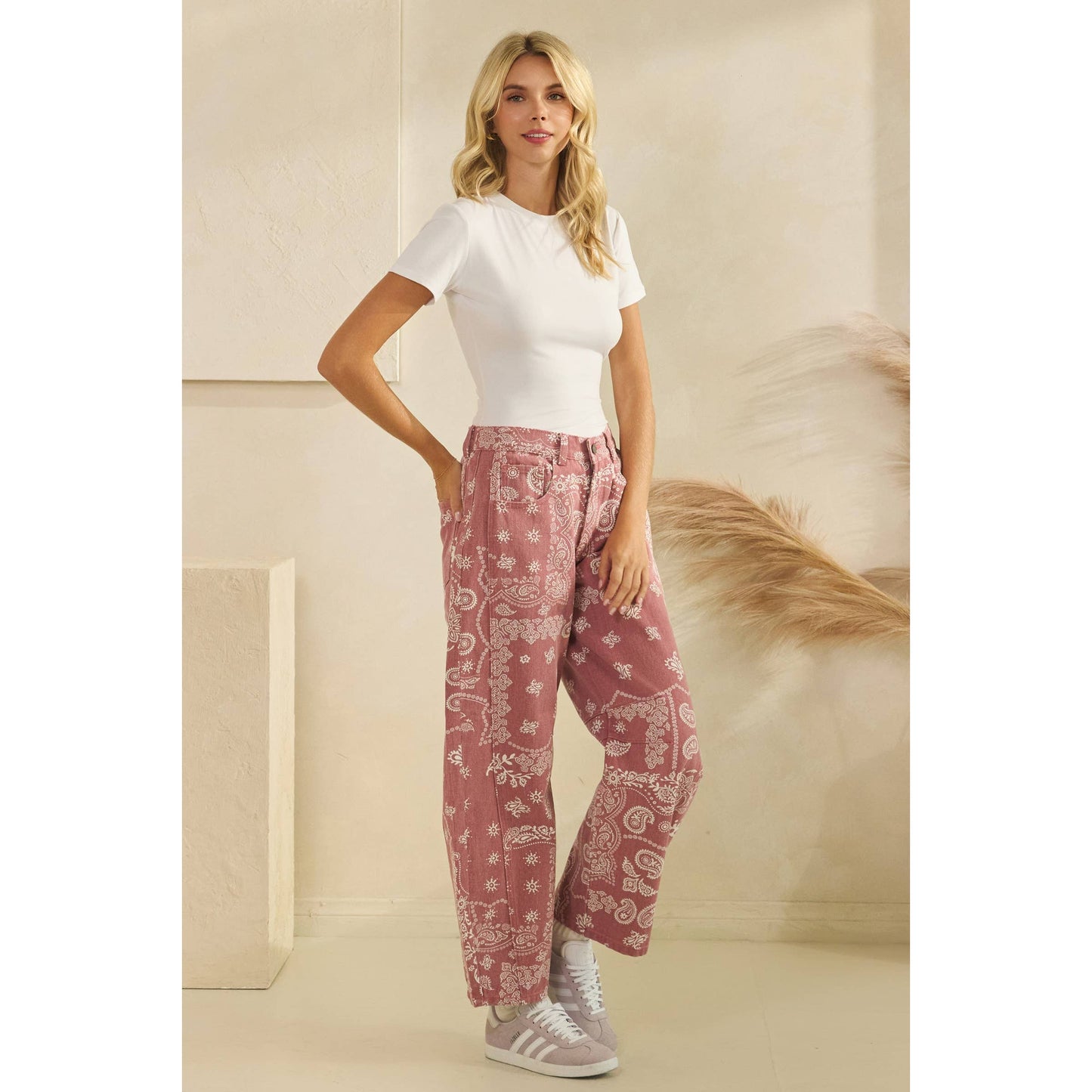 Paisley Printed Denim Pants