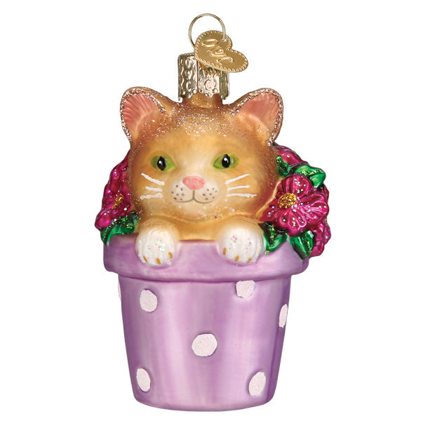 Kitten In Flower Pot Ornament