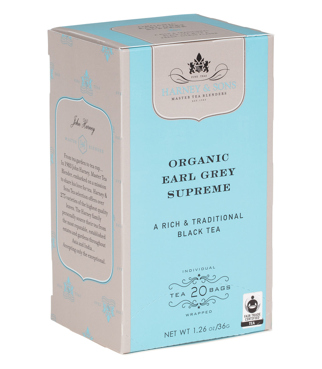 Organic Earl Grey Supreme, Box of 20 Premium Teabags
