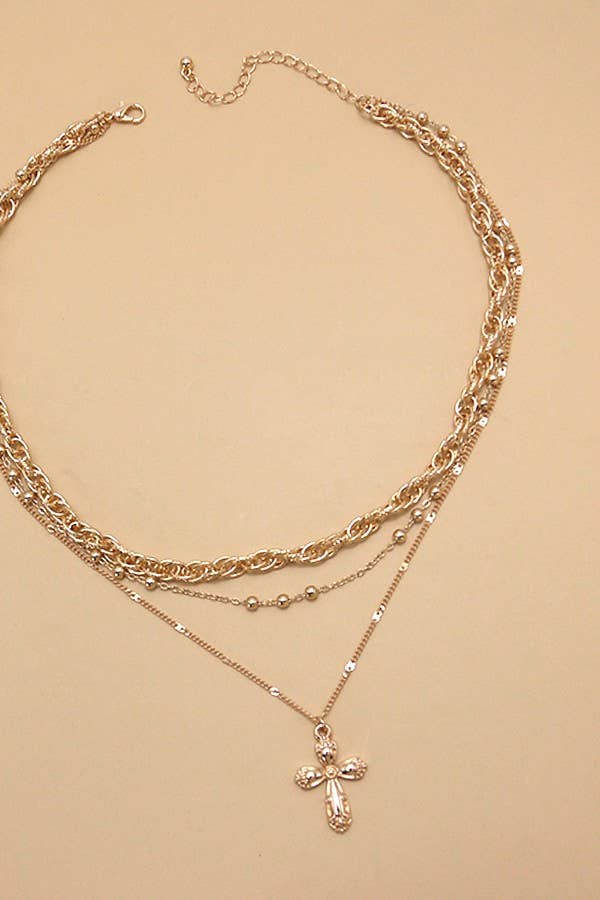 MULTILAYER CROSS PENDANT NECKLACE | 80N1014