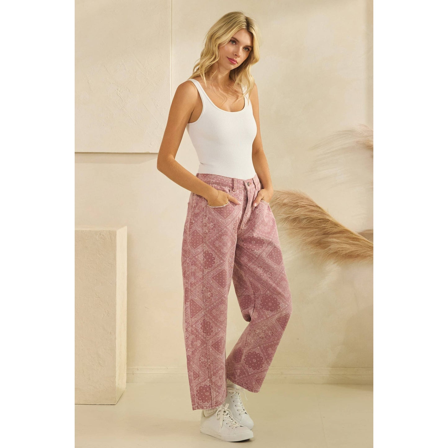 Paisley Printed Denim Pants