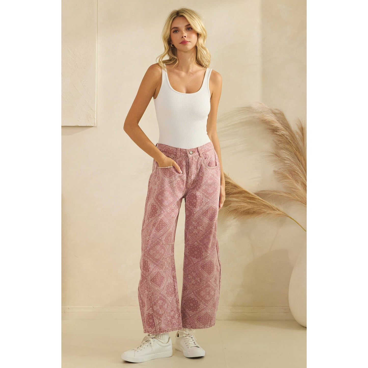 Paisley Printed Denim Pants