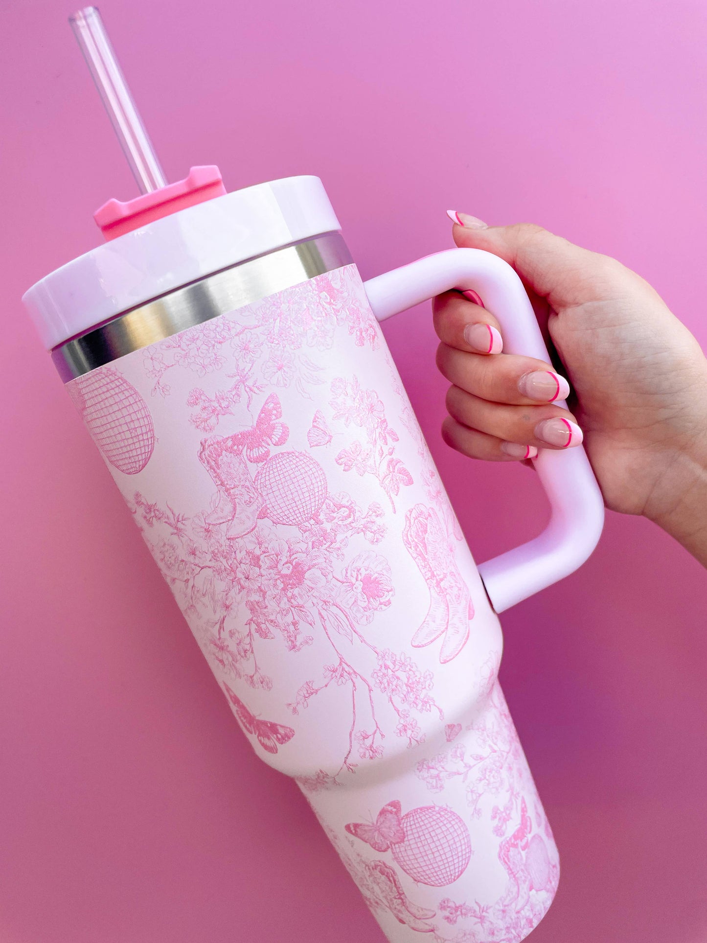 Pink Disco Cowgirl Toile 40oz Tumbler
