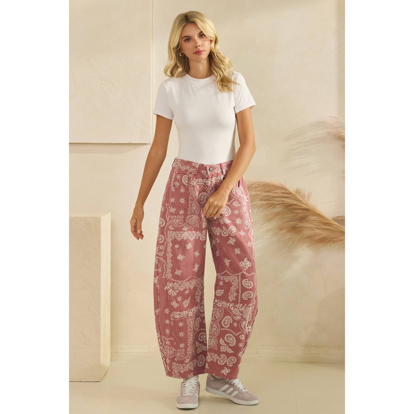 Paisley Printed Denim Pants