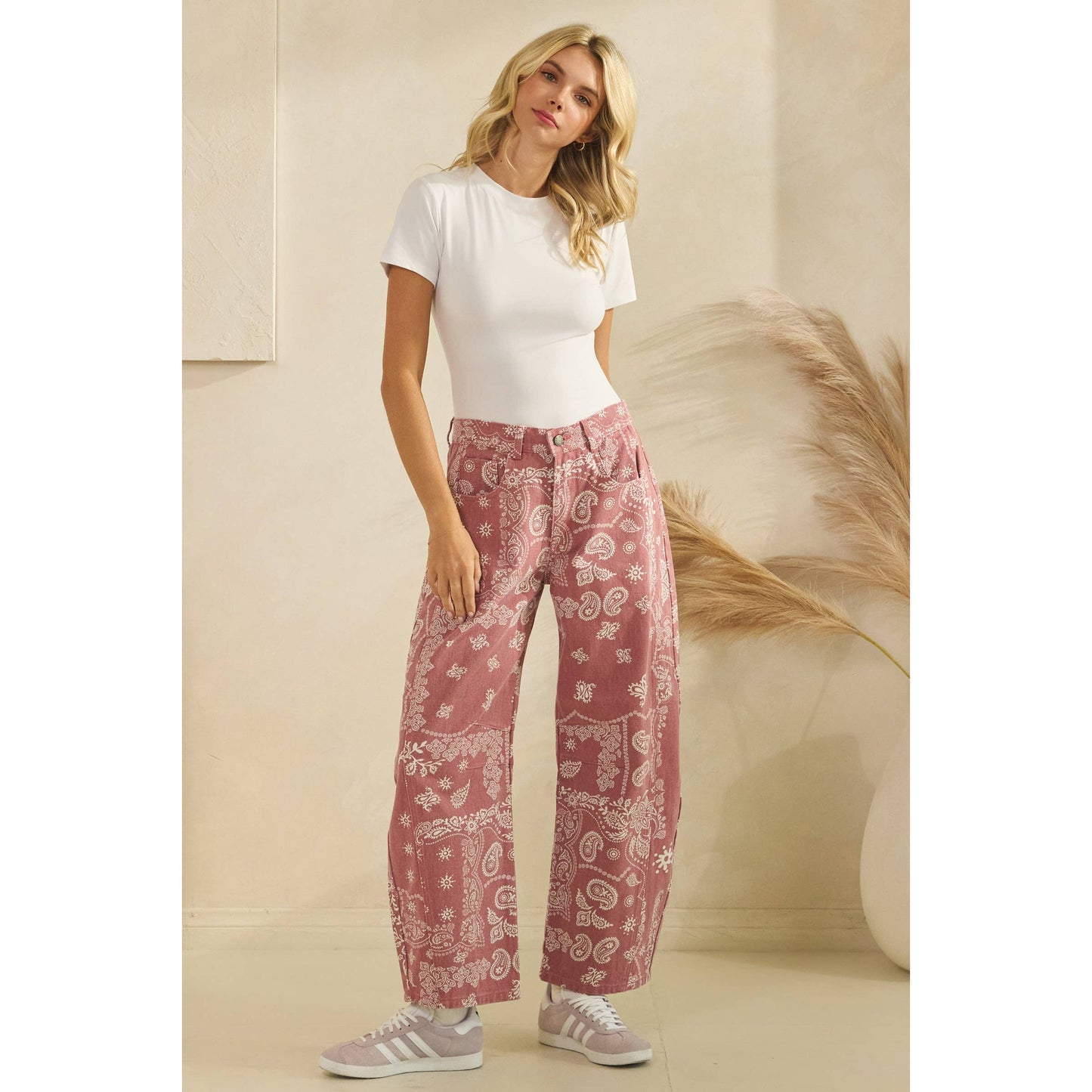 Paisley Printed Denim Pants