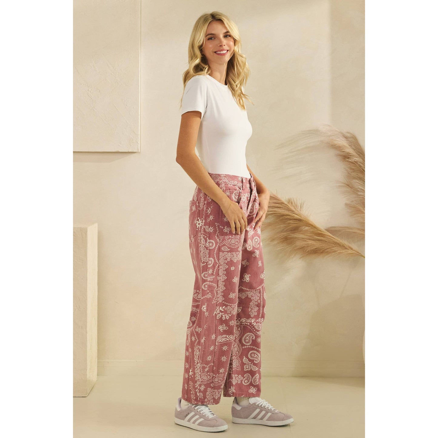 Paisley Printed Denim Pants