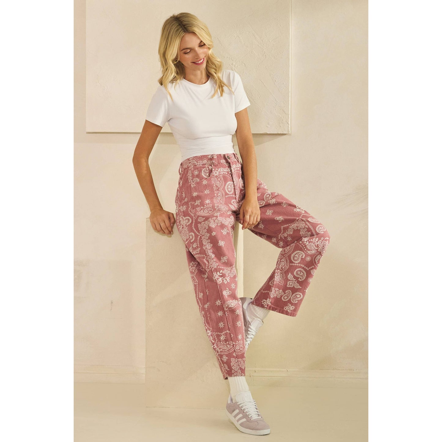 Paisley Printed Denim Pants