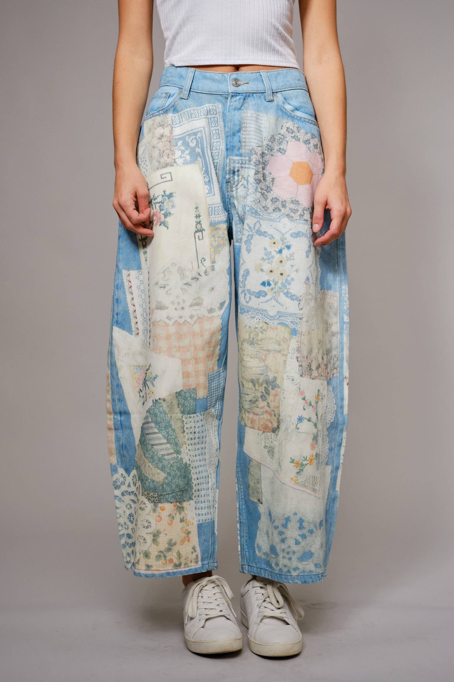 Emily Ann: Petticoat Patch Barrel Leg Jeans