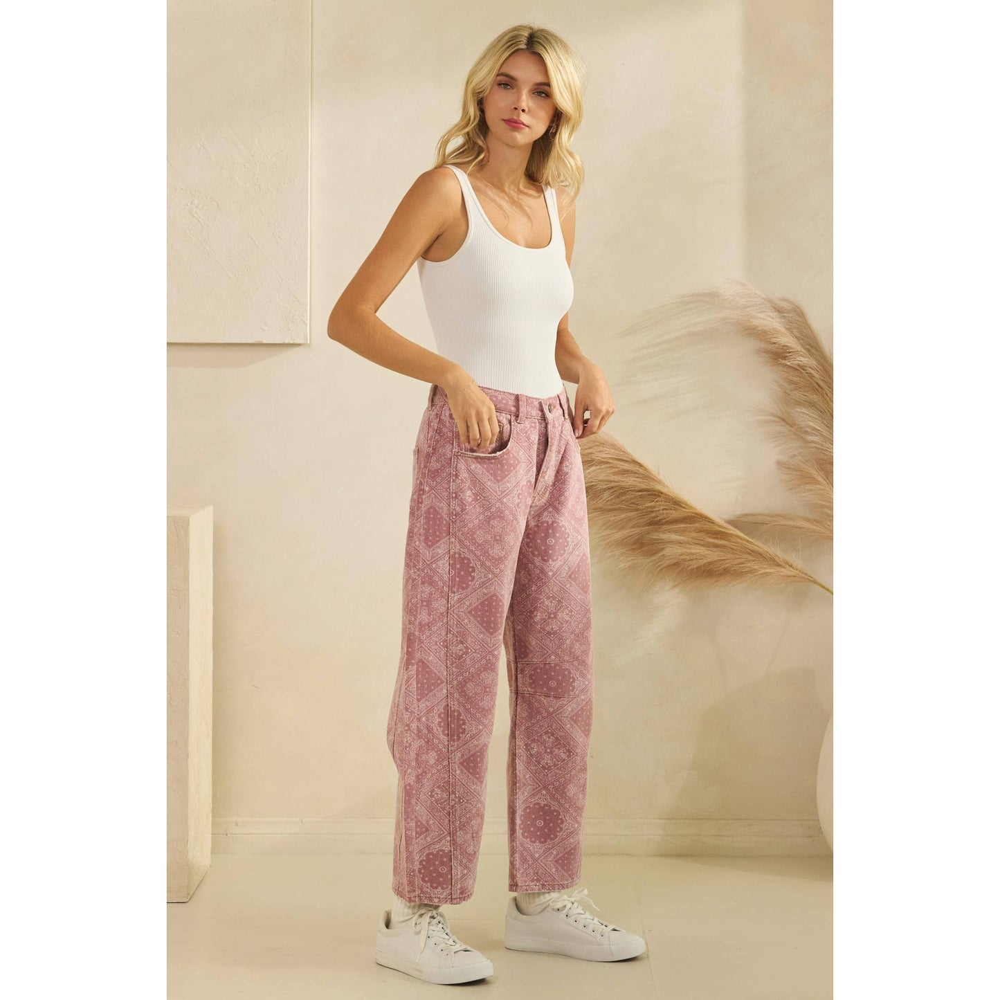 Paisley Printed Denim Pants