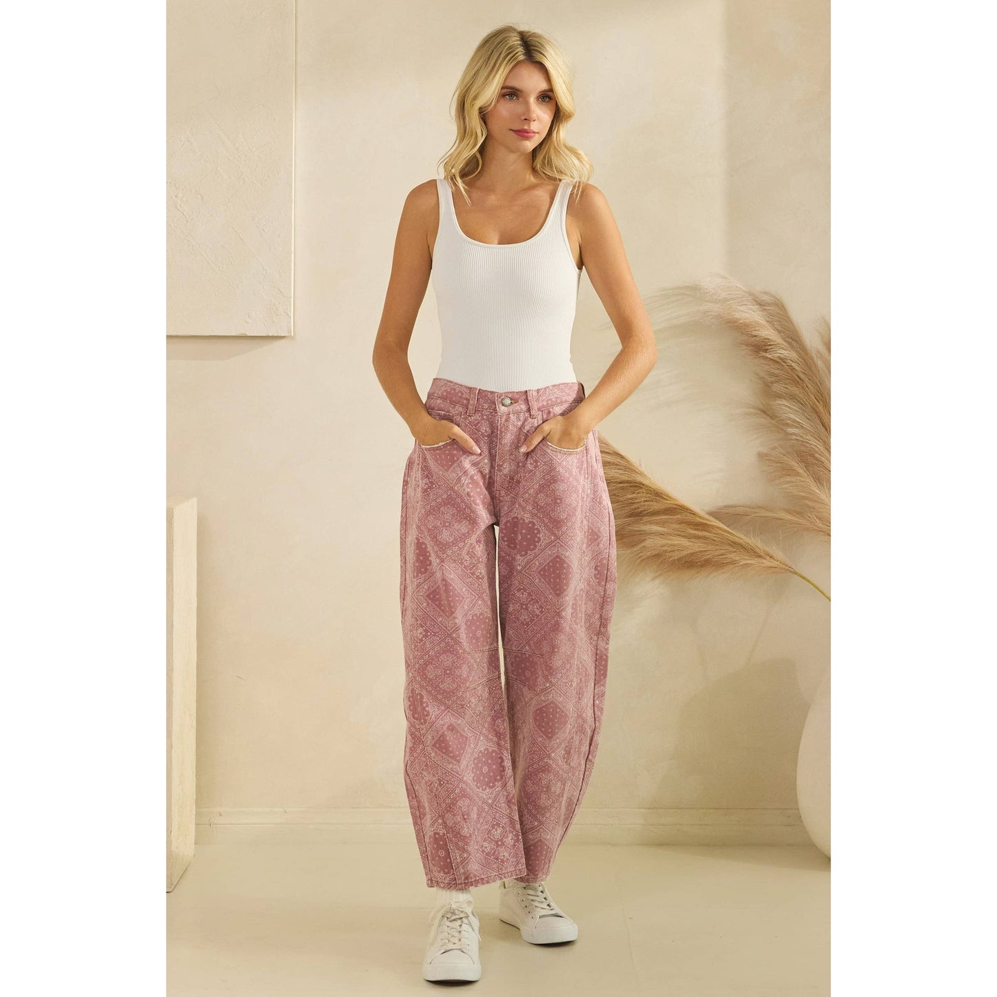 Paisley Printed Denim Pants