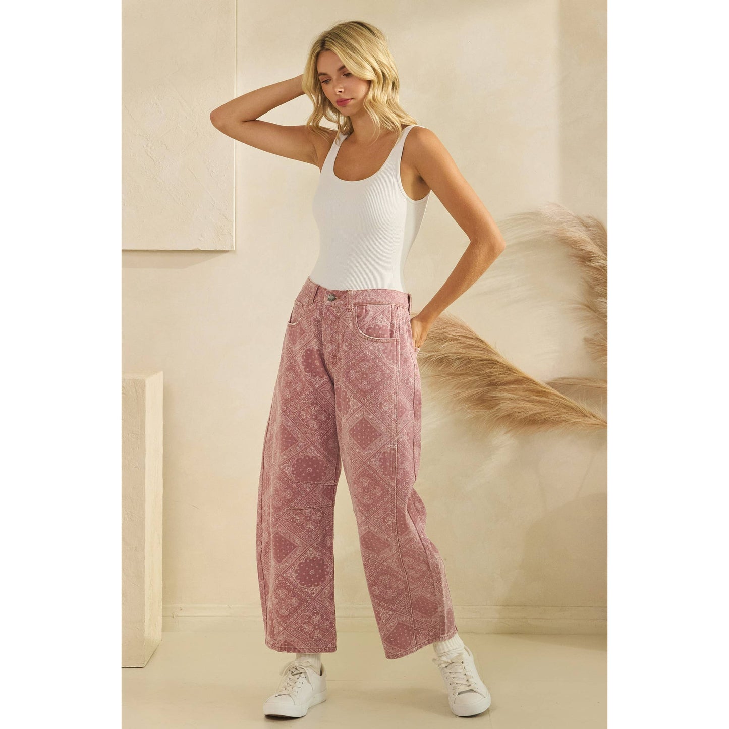 Paisley Printed Denim Pants