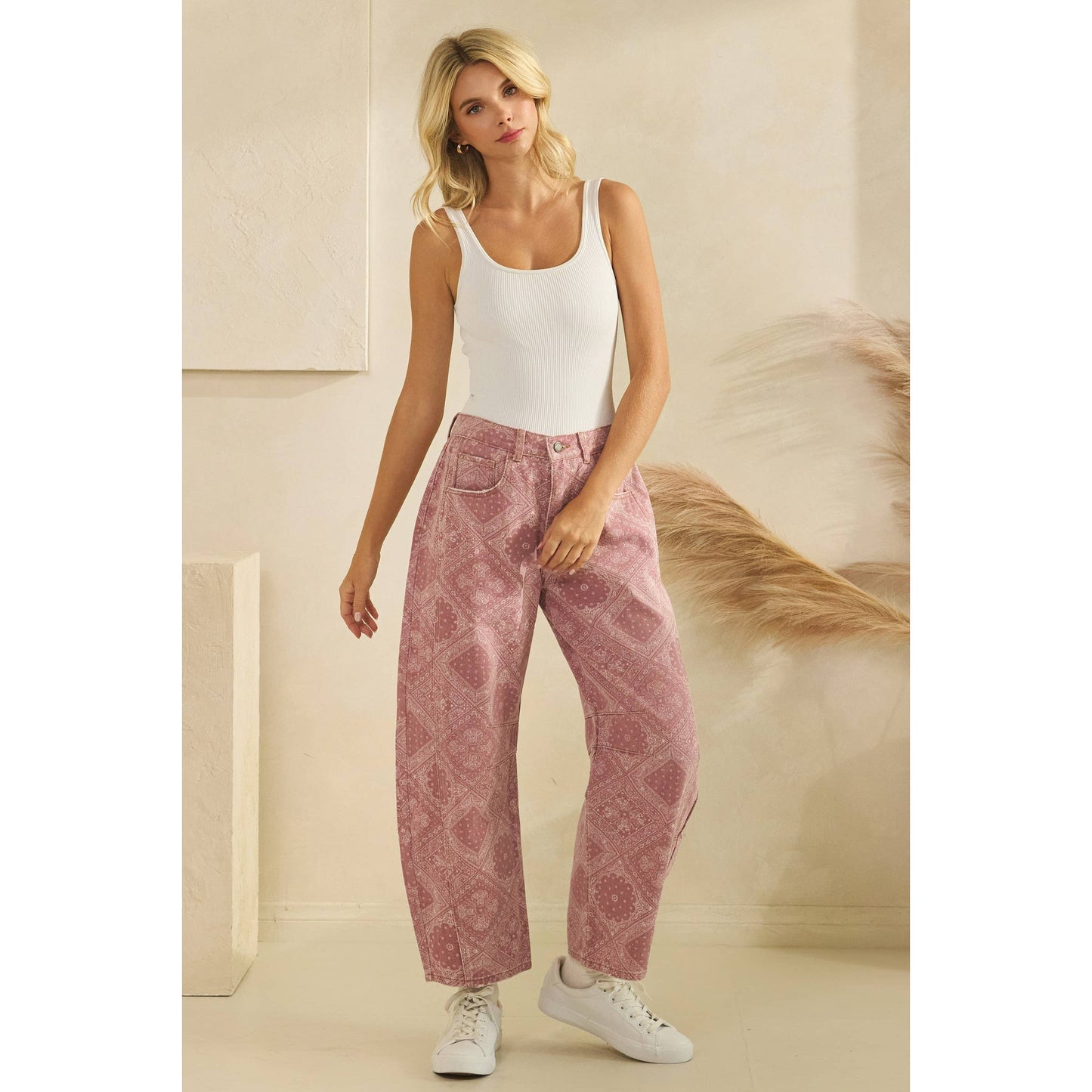 Paisley Printed Denim Pants