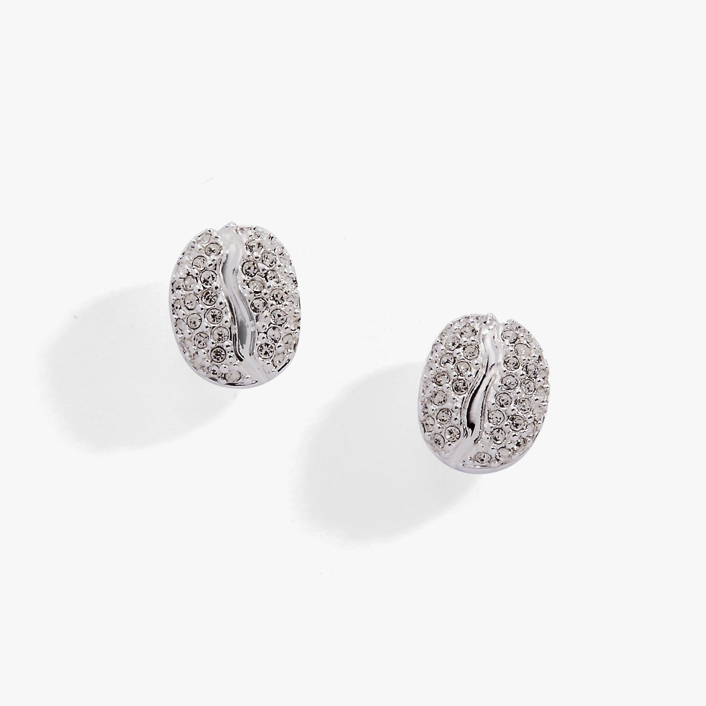 Coffee Bean Pave Crystal Stud Earrings