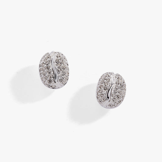Coffee Bean Pave Crystal Stud Earrings