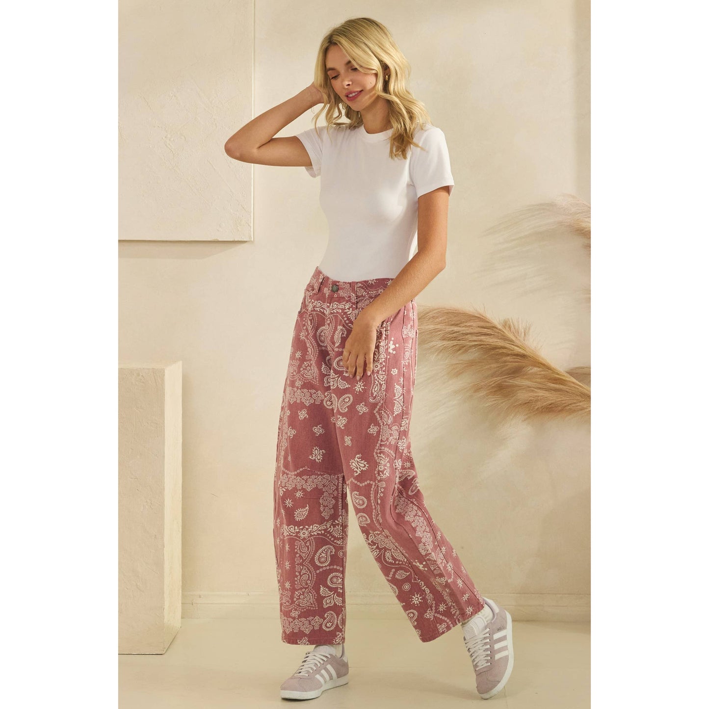 Paisley Printed Denim Pants