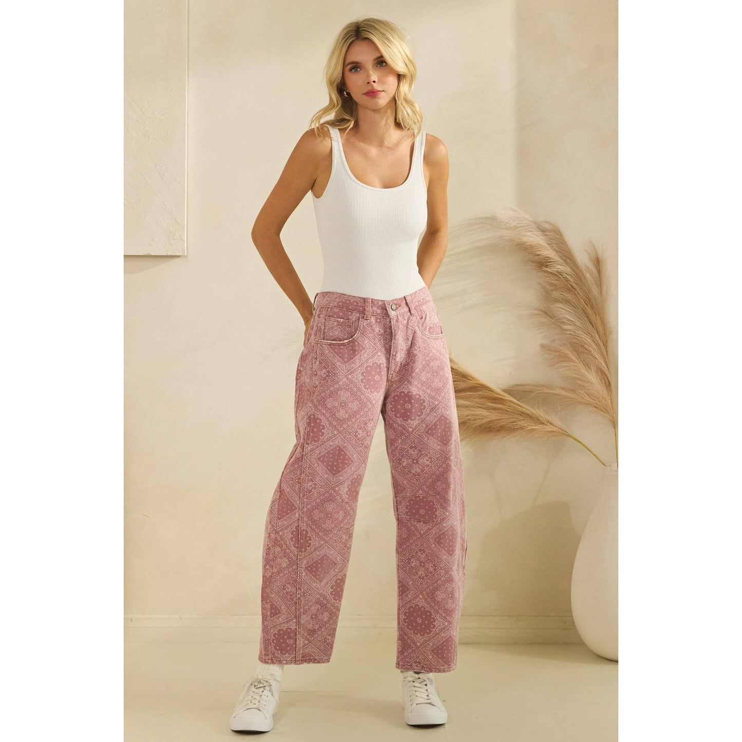 Paisley Printed Denim Pants