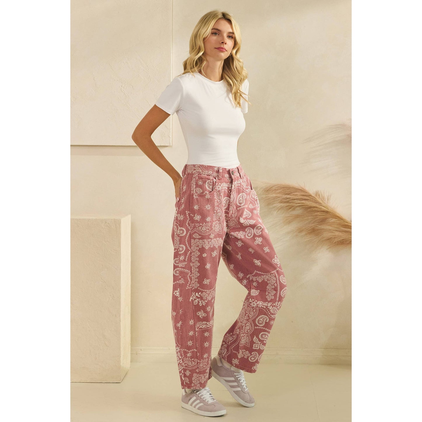 Paisley Printed Denim Pants