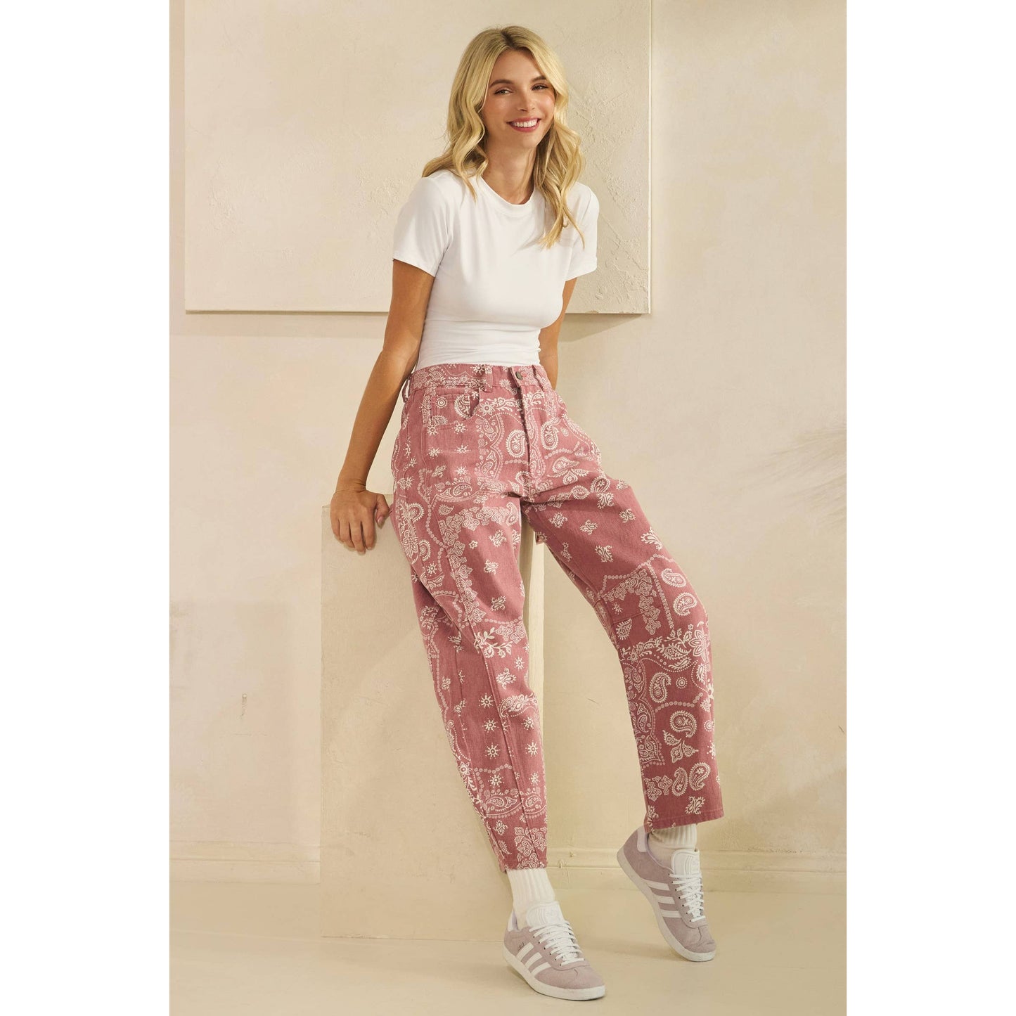 Paisley Printed Denim Pants