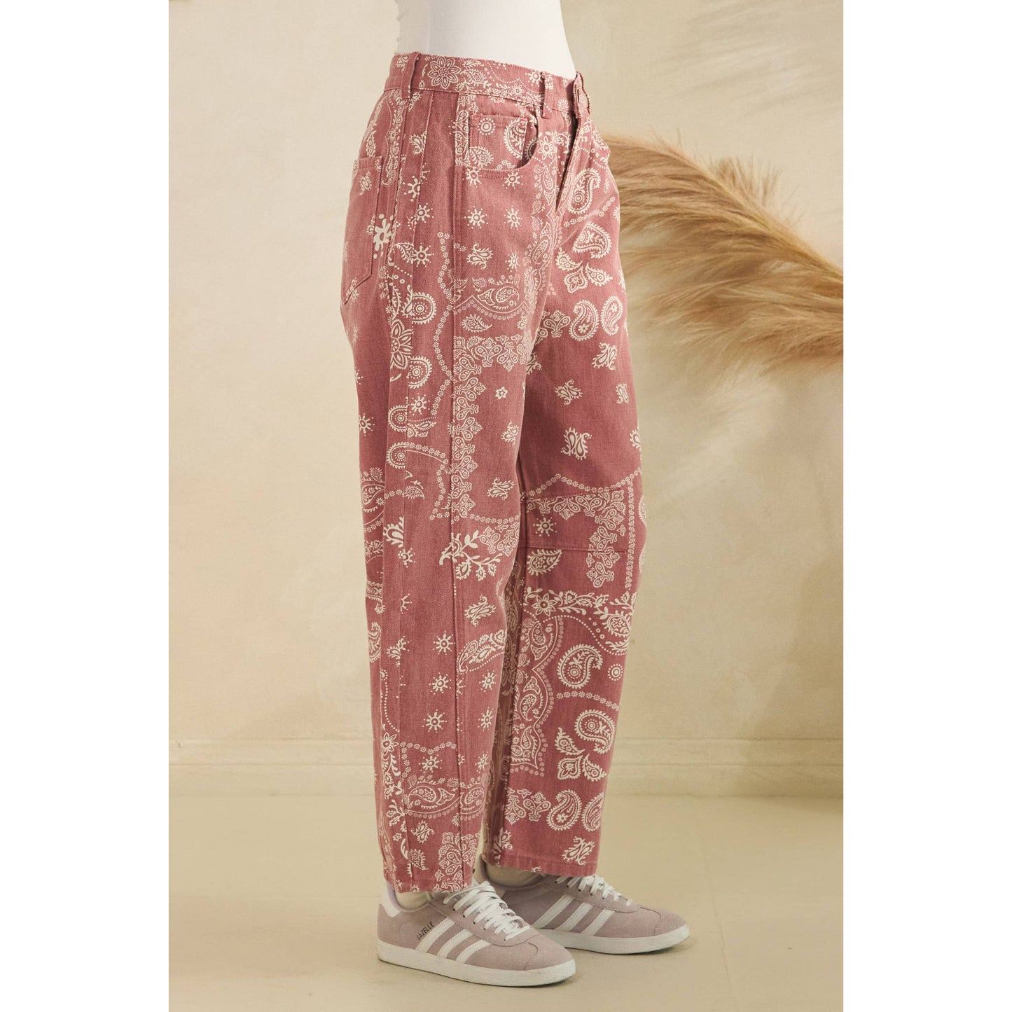 Paisley Printed Denim Pants