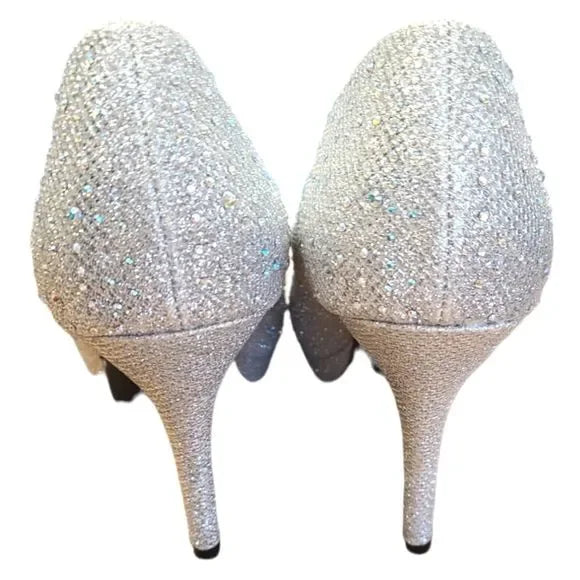 Silver Rhinestone Heels