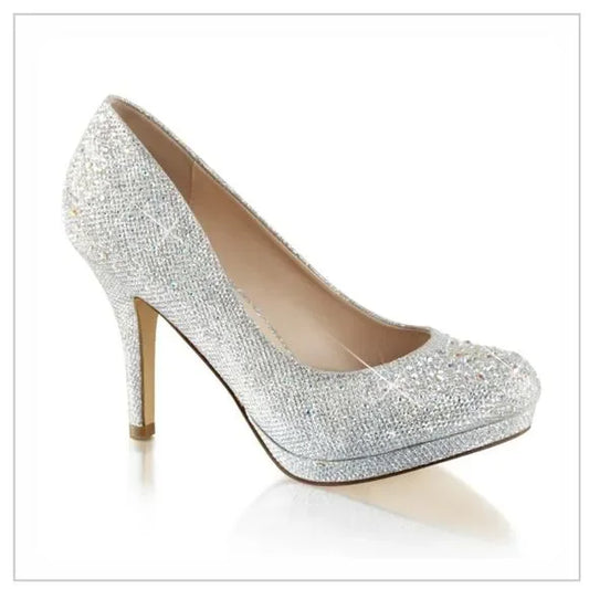 Silver Rhinestone Heels