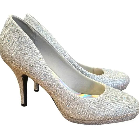 Silver Rhinestone Heels