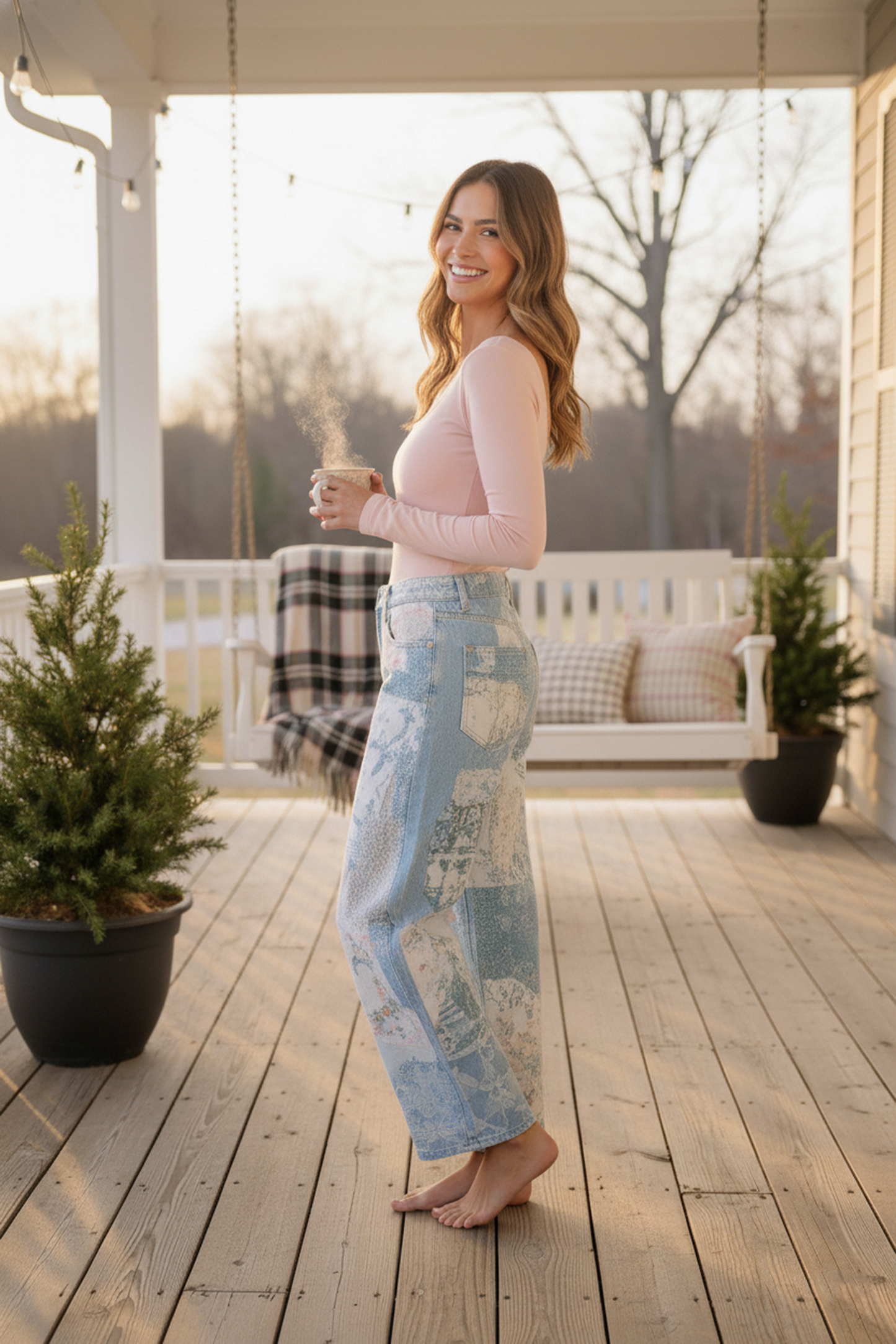 Emily Ann: Petticoat Patch Barrel Leg Jeans